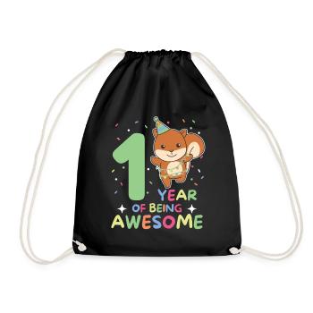 Squirrel for 1st birthday for children one year - Drawstring Bag - black - Front