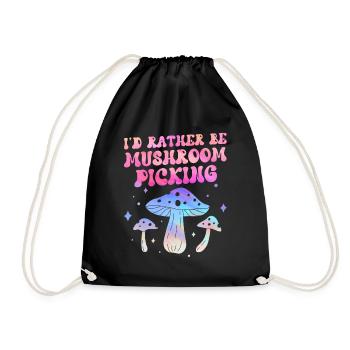I would rather pick mushrooms Mushroom pickers - Drawstring Bag - black - Front