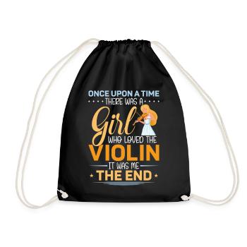 Violin Violinist Girl Once Upon A - Drawstring Bag - black - Front