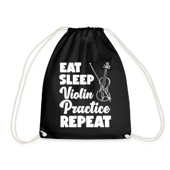 Violin Violinist Eat Sleep Violin - Drawstring Bag - black - Front