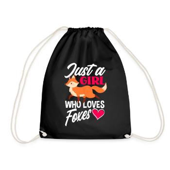 Fox Girl - Drawstring Bag - black - Front