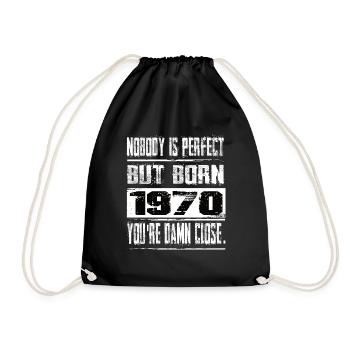No one is perfect but born 1970 birthday - Drawstring Bag - black - Front