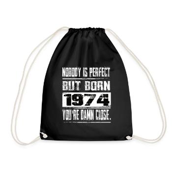 No one is perfect but born 1974 birthday - Drawstring Bag - black - Front