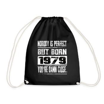 No one is perfect but born 1979 birthday - Drawstring Bag - black - Front