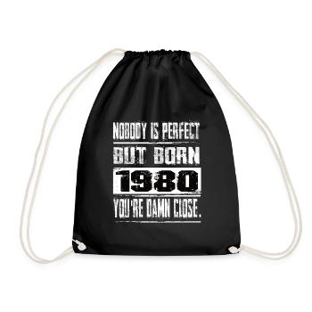 No one is perfect but born 1980 birthday - Drawstring Bag - black - Front