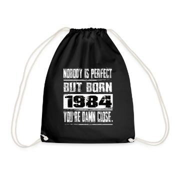 No one is perfect but born 1984 birthday - Drawstring Bag - black - Front