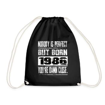 No one is perfect but born 1986 birthday - Drawstring Bag - black - Front