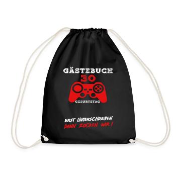 30 Geburtstag Gamer 30 Jahre Gaming Spruch - Turnbeutel - Schwarz - Vorne