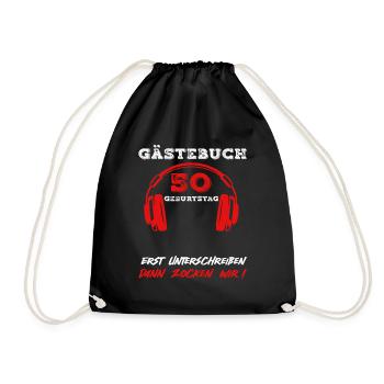 50 Geburtstag Gaming Zocken Gamer 50 Jahre Spruch - Turnbeutel - Schwarz - Vorne