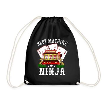 Casino Gambling Slot Machine Card Game - Drawstring Bag - black - Front