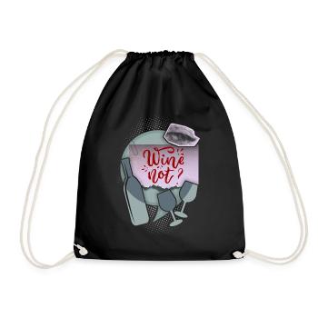 Funny saying for wine drinkers with wine bottle - Drawstring Bag - black - Front