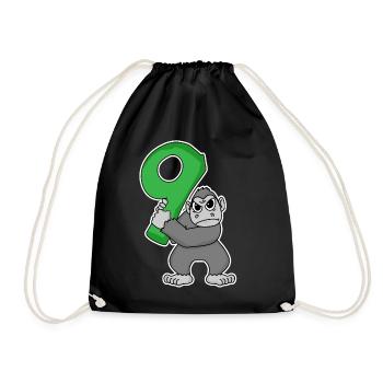 9 Years Old - 9th Birthday with Animal Motif - Drawstring Bag - black - Front