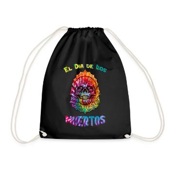 El Dia de Los Muertos Day of the Dead Sugar Skull - Drawstring Bag - black - Front
