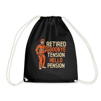 In retirement Goodbye excitement Hello pension pensioner - Drawstring Bag - black - Front