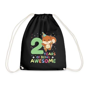 Squirrel for 2nd birthday children two years - Drawstring Bag - black - Front