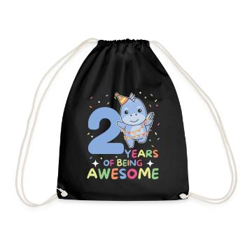 Dino for 2nd birthday children two years old - Drawstring Bag - black - Front