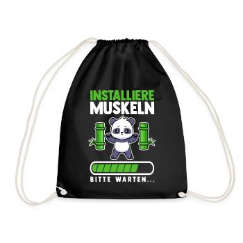 Muskeln Sport Fitness Gewichtheben Panda - Turnbeutel - Schwarz - Vorne