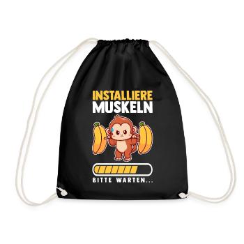 Muskeln Sport Fitness Gewichtheben Banane Affe - Turnbeutel - Schwarz - Vorne