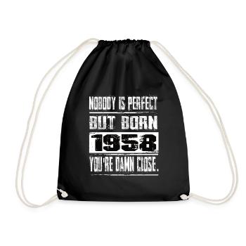 No one is perfect but born 1958 birthday - Drawstring Bag - black - Front
