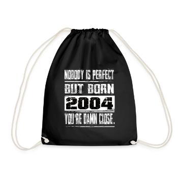 No one is perfect but born 2004 birthday - Drawstring Bag - black - Front