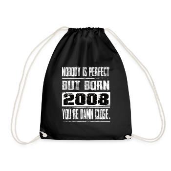 No one is perfect but born 2008 birthday - Drawstring Bag - black - Front