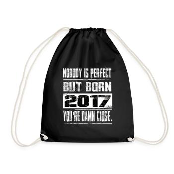 No one is perfect but born 2017 birthday - Drawstring Bag - black - Front
