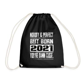 No one is perfect but born 2021 birthday - Drawstring Bag - black - Front