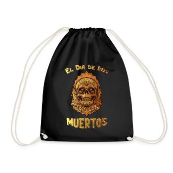 El Dia de Los Muertos Day of the Dead Sugar Skull - Drawstring Bag - black - Front