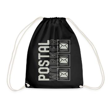Mailman Shirt, Postal Worker Envelop Tee, Funny - Drawstring Bag - black - Front