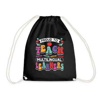 ESL Teacher English Multilingual Dual Language - Drawstring Bag - black - Front