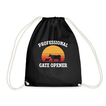 professional gate opener, cow Gate opener - Turnbeutel - Schwarz - Vorne