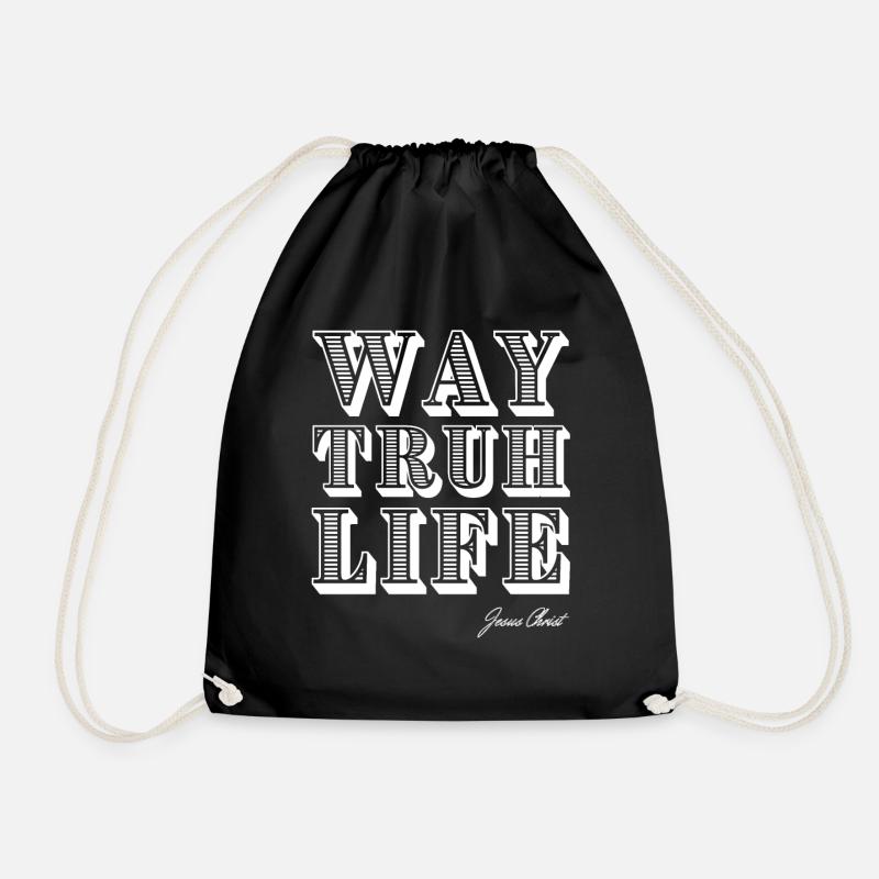 Way Truth Life Jesus Christ - Drawstring Bag - black