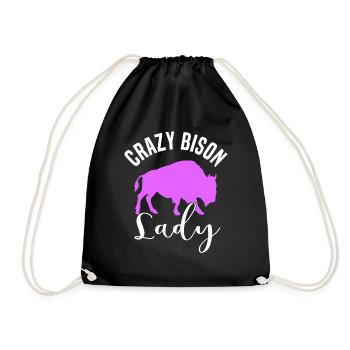 Buffalo Bison Ox Indian American - Drawstring Bag - black - Front