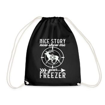 Hunting Hunter Hunting Deer - Drawstring Bag - black - Front