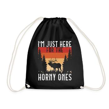 Hunting Hunter Hunting Deer - Drawstring Bag - black - Front