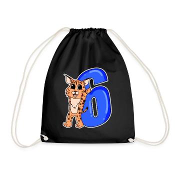 6 ans - 6ème anniversaire avec motif animal - Sac de sport léger - noir - Devant