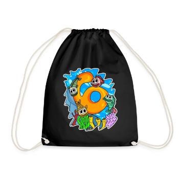 6 years fish - Drawstring Bag - black - Front