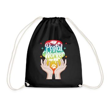 Mailman Shirt, Postal Worker Tee, Cute Mail - Drawstring Bag - black - Front