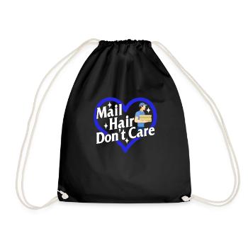 Mailman Shirt, Mail Hair Don't Care Tee, Funny - Drawstring Bag - black - Front