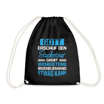 Gott Erschuf Stuckateur Handwerker Geschenk - Turnbeutel - Schwarz - Vorne