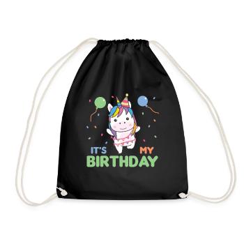 Unicorn for children's birthday it's my birthday - Drawstring Bag - black - Front