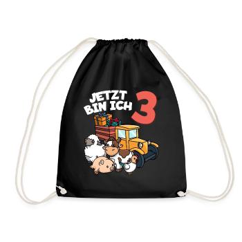 Ich bin schon 3 Traktor 3. Geburtstag - Turnbeutel - Schwarz - Vorne