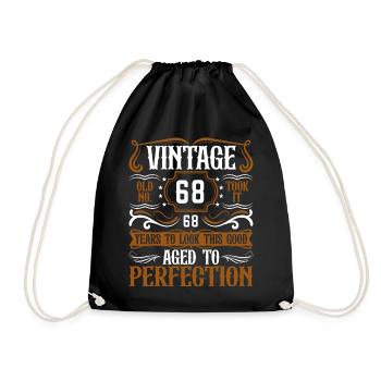 68th Birthday Vintage Retro - Drawstring Bag - black - Front
