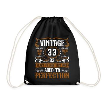 33rd Birthday Vintage Retro - Drawstring Bag - black - Front