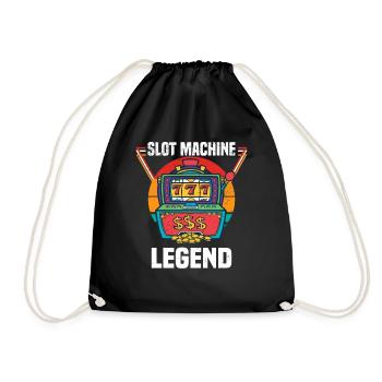 Casino Gambling Slot Machine Card Game - Drawstring Bag - black - Front