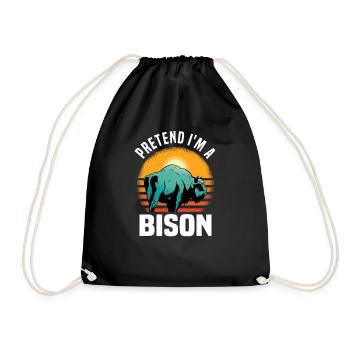 Büffel Bison Ochse Indianer Amerikanisch - Turnbeutel - Schwarz - Vorne