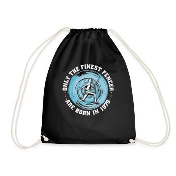 Fencer born 1979 Birthday fencing athlete - Drawstring Bag - black - Front