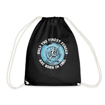 Fencer born 1983 Birthday fencing athlete - Drawstring Bag - black - Front