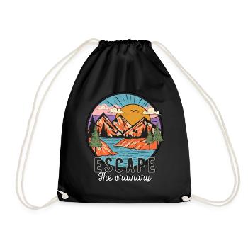 Escape The Ordinary Hiking Mountains Camping - Drawstring Bag - black - Front