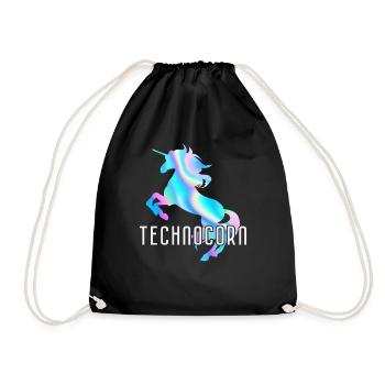 Technocorn Techno Rave Festival Electro Raver - Drawstring Bag - black - Front